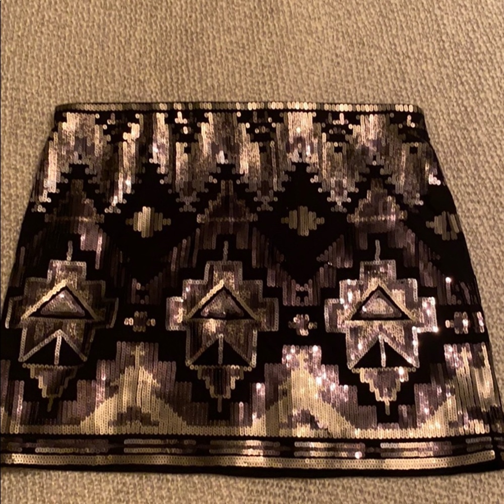 Black and Gold Express Sequin Mini Skirt